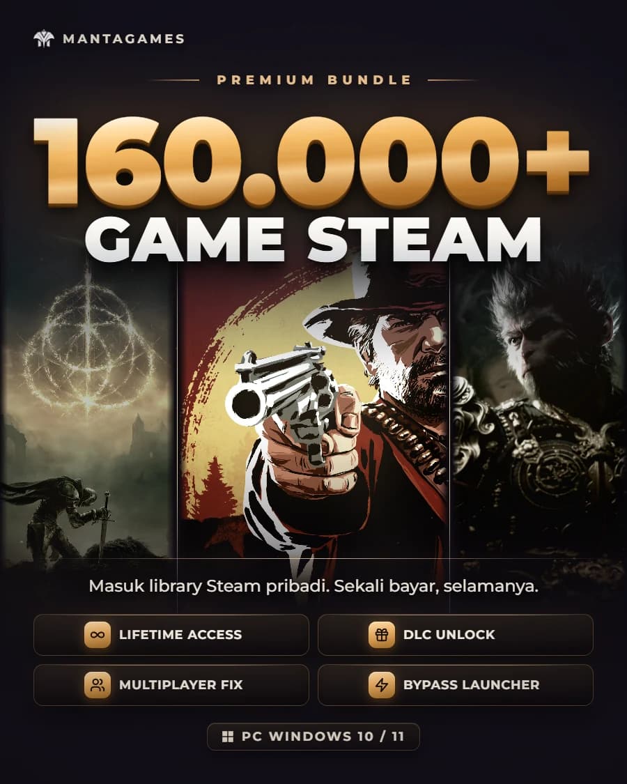 Premium Bundle: 160.000+ game Steam masuk ke library Steam pribadi, sekali bayar selamanya